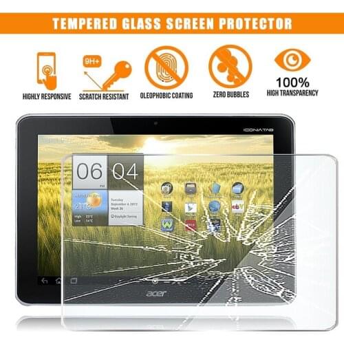 For Acer Iconia Tab A200 10.1" Tablet Tempered Glass Screen Protector 9H Premium Scratch Resistant HD Clear Film Cover
