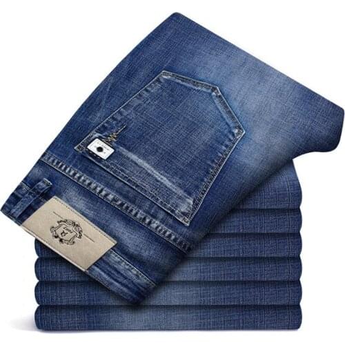 Plus Size 40 42 44 46 Denim Jeans Men Taper Stretch Regular Classic Casual Autumn Summer Jeans Men Long Trousers