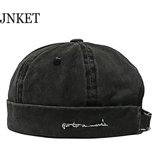 JNKET Washed Fabric Men Women‘s Skullcap Sailor Cap Beanies Hat Retro Brimless Hat Hip Hop Cap Outdoor Sport Casual Pumpkin Hat