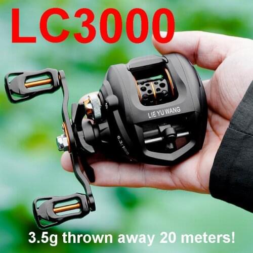 3.5g Casting 20 Meters LIEYUWANG LC3000 Lure Fishing Reel 190g. Ratio 6.3:1 5.5Kgs Single or Double Brake, No.2 Line 100-150M