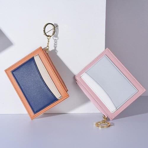 Women Men Wallet Bag Fashion PU Leather Credit Card Cash Change Holder Zipper Mini Shorts Wallets With Keychain Coin Purse Bags