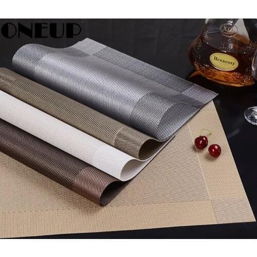 ONEUP 4 Pcs/lot Placemat fashion Diagonal Line weaving dining table mat waterproof slip-resistan disc pads bowl pad coasters