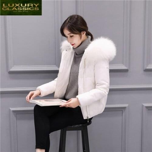 Jacket Winter Duck Down Women Short Down Coat Female Thick Jackets Clothes Ladies Large Fur Hooded Warm Coat Hiver LW1697