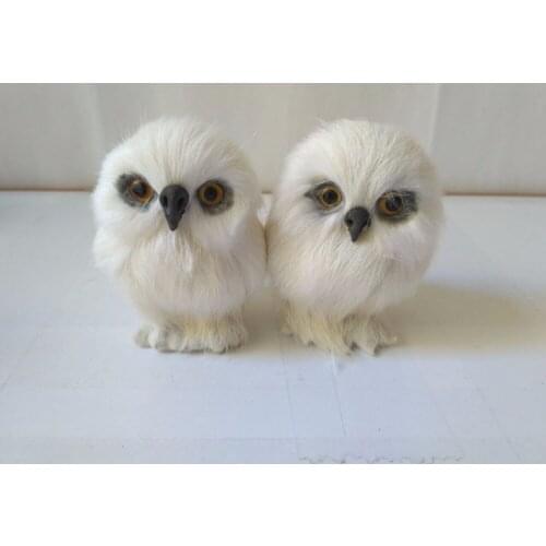 2 pieces a lot owl model,polyethylene&furs white small owl toy about 7x6cm 1511