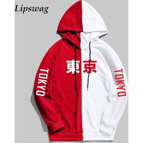 Harajuku Patchwork Hooded Sweatshirt Mens 2021 Spring Fashion Patchwork Loose Hoodie Male Casual Long Sleeve Pullover Streetwear