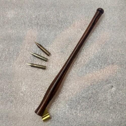 Rosewood Dip Pen Nib Holder with 3 nibs LEF 101 22B English Oblique Calligraphy Copperlate Dip Pen Set