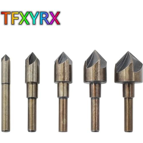 5pcs 6mm Shank 82° HSS 5 Blades Chamfering Drill Bit Set Woodworking Countersunk Power Tool Accessory