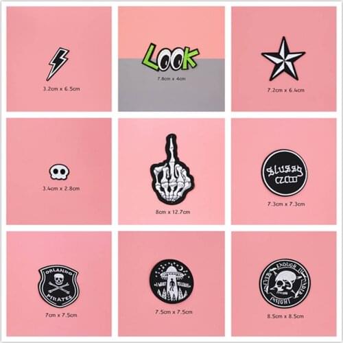 Skull Star Hand Patches Cap Shoe Iron On Embroidered Appliques DIY Apparel Accessories Patch For Clothing Fabric Badges BU156