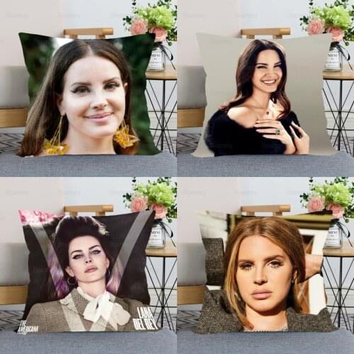 Lana Del Rey Pillow Cover Bedroom Home Office Decorative Pillowcase Square Zipper Pillow Cases Satin Fabric Eco-Friendly 0508