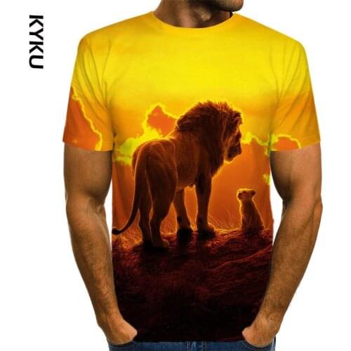 2019 New Summer Animal Lion T-shirt Mens Womens t-shirt 3D T-shirt Black Top Short Sleeve T shirt Clothing oversized t-shirts