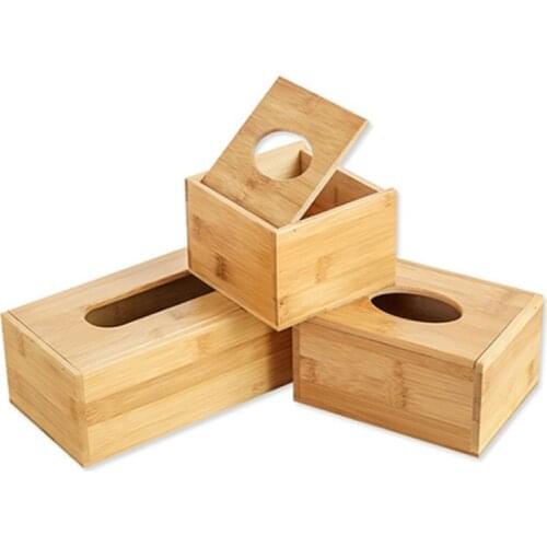 2021 New Bamboo Tissue Box Holder Storage Paper Box Tissue Box Cover Car Wood Napkins Hol