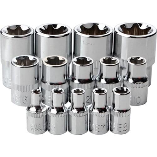 New 14-Piece Set E-Type 6-Flower Socket Head Combination Wrench 1/2 3/8 1/4 Auto Repair Tool E4-24Mm