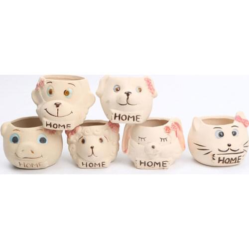 Pastoral Creative Cartoon Animal Succulent Stoneware Flower Pot Cute Desktop Thumb Ceramic Green Plant Potted Plant Home Garden