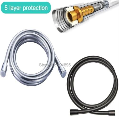 Silver and Black Colors PVC Material 150CM and 200CM of Shower Hose