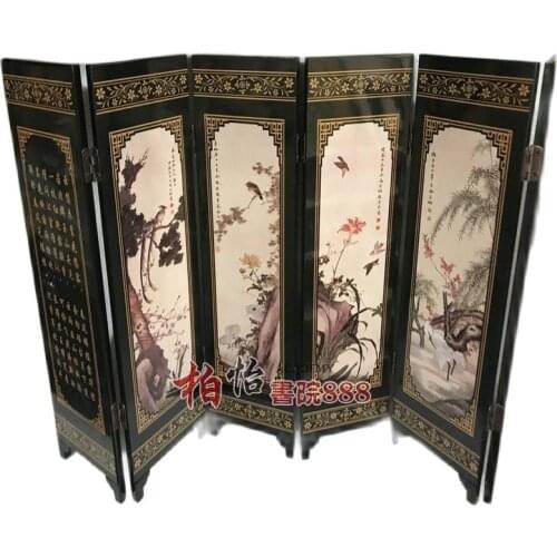 Folding and double faced Chinese movable screen painting decorative picture