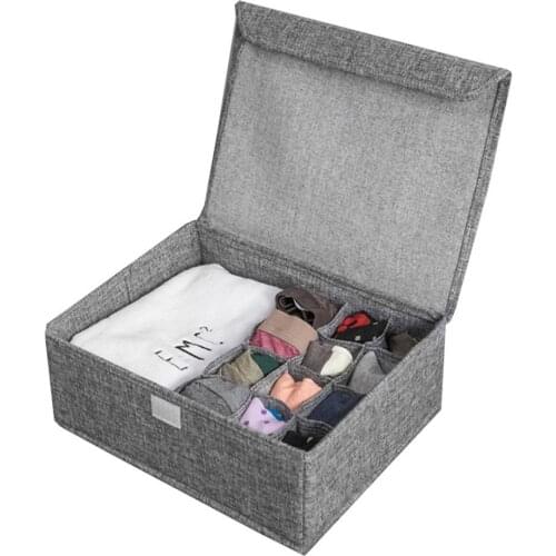 Underwear underwear storage box fabric covered socks washable cotton and linen folding small separation finishing box