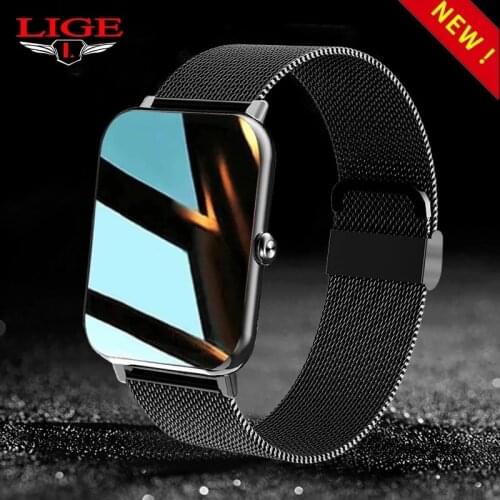 2021 LIGE New Smart Watch Men 1.69" Full Touch Body Temperature Heart Rate Monitor Smartwatch Waterproof Women Smart Wristwatch