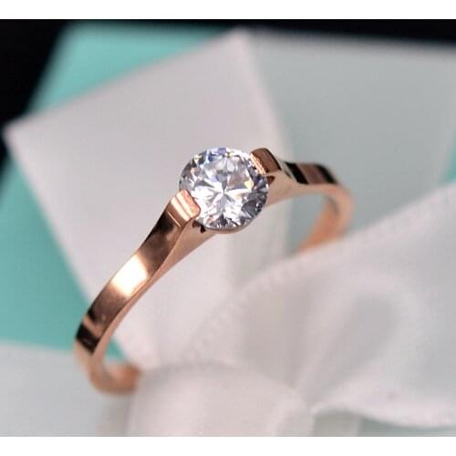 YUN RUO 316 L Titanium Steel Jewelry Pave Mosaic Zircon Couple Ring Weeding Anniversary Ring Rose Gold Fashion Woman Never Fade