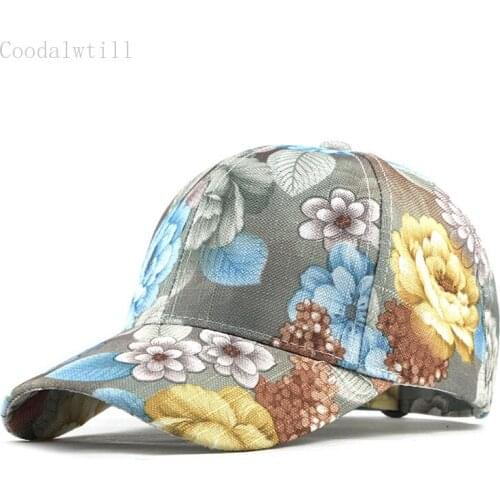 WomensFloral Baseball Cap New Flowers Cotton Cap Snapback Hats For Men Women Caps Casquette Hats Floral Embroidery Cap Bone