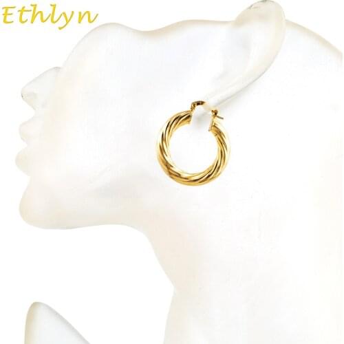 Ethlyn Ethiopian style African hoop earrings gold color hoop earrings For middle East Dubai Women wedding accessories E032