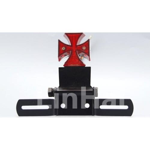 Maltese Cross Led Tail Light Lamp with Plate for Harley Chopper Bobber