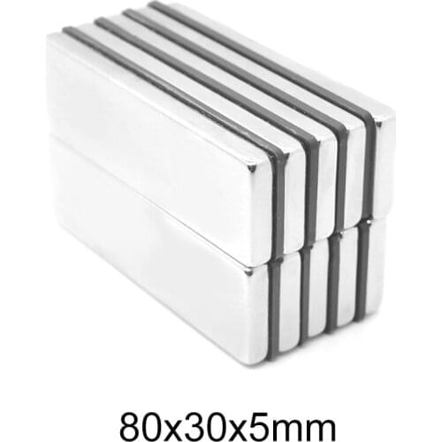 1/2/5PCS 80x30x5 mm square powerful magnet 80mm X 30mm N35 Strong Neodymium Magnets 80x30x5mm Permanent Magnet sheet 80*30*2 mm