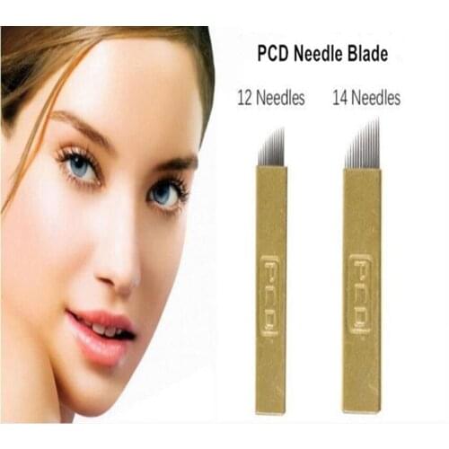 20 Pcs/ Lot PCD 12 14 Pins Tattoo Needles Makeup Eyebrow Embroidery Blade For 3D Microblading Manual Tattoo Pen By Free Shipping