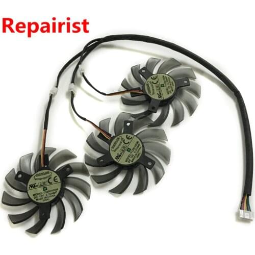 3Pcs/lot T128010SM 75MM DC 12V 5pin Power plug 3Pin single Graphics Card Fan Cooler For HD6870 Gigabyte as Replacement