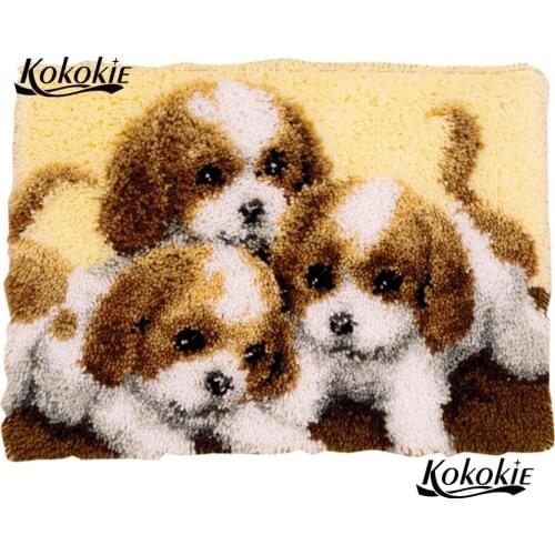 3d carpet embroidery diy tapijt latch hook rug printing vloerklee Foamiran for crafts 3 dogs carpet embroidery kit accessories