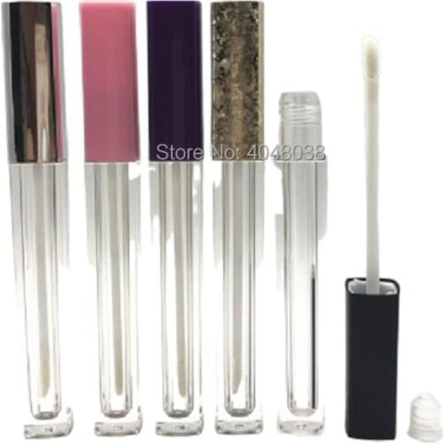 4.5ML Empty Lip Gloss Tubes Pink Black Gold Purple Square Lipgloss Packaging Plastic Lip Gloss Tubes with Wands 10/30/50pcs
