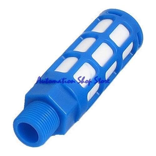 5pcs 1/4BSP Male Thread 63mm Long Pneumatic Silencer Muffler Noise Deadener Blue