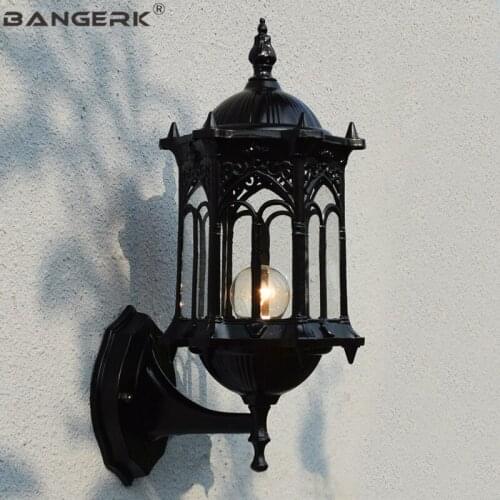 American Outdoor Retro Wall Light E27 IP65 Waterproof LED Porch Lights Wall Sconce Lamp Garden Balcony Glass Aluminum Lighting