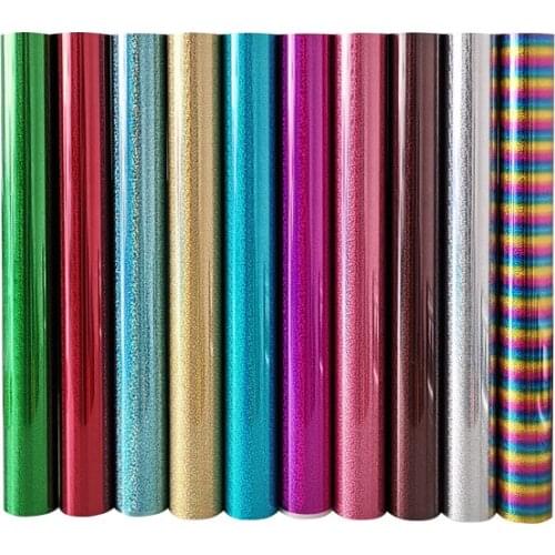 Free shipping 25cmx100cm Metallic & Laser Heat Transfer Vinyl Camouflage Rainbow Iron on Film HTV T-shirt Film