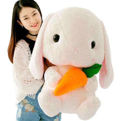 Fancytrader Big Huge Plush Bunny Plush Toy 75cm Giant Cartoon Anime Stuffed Rabbit with Carrot Doll Toys for Children Christmas
