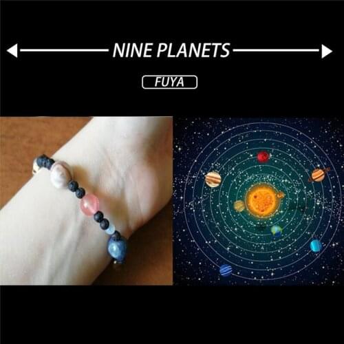Galaxy Solar System Bracelet Universe Nine Planets Natural Stone Stars Earth Moon Bracelet For Women Man Fashion Jewelry