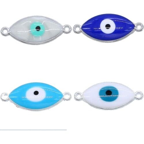 6pcs / lot Blue Evil Eye Beads Connectors Jewelry Accessories Fit For Diy Evil Eye Anklet Bracelet Necklaces Pendants wholesale