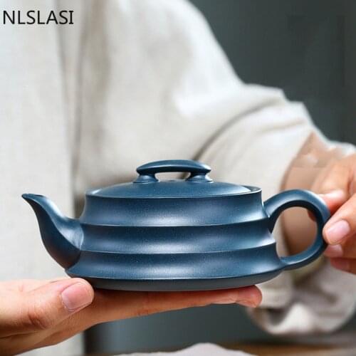 Yixing tea pots Purple Clay Teapot Raw ore Azure Mud Horizontal stripes Beauty kettle Chinese Tea Ceremony Supplies 190ml