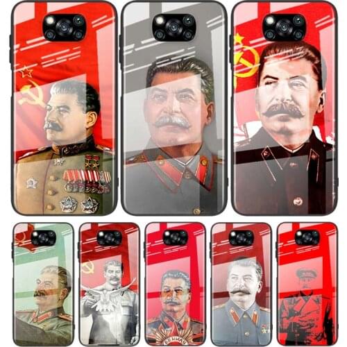 Tempered Glass Cover Luxury Soviet Union Leader Stalin For Xiaomi Mi POCO F3 F2 X3 NFC X2 M2 Pro Shockproof Shell Phone Case