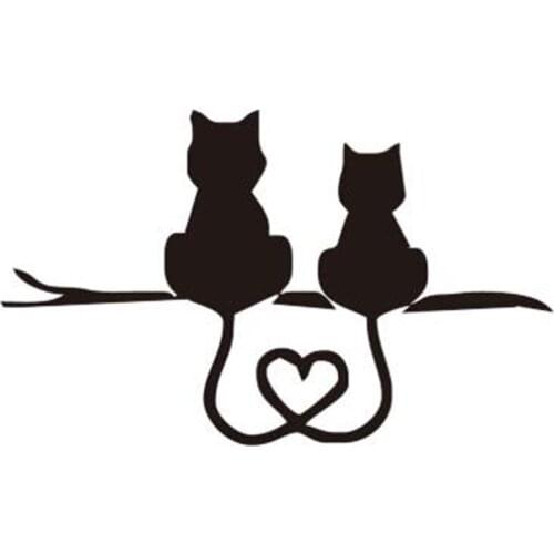 Black/Sliver Cartoon Funny Two Kittens LOVE Cat Stickers Motorcycle Stickers for Truck Door Side Window Car Styling C607