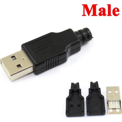 Cltgxdd A Male USB 4 Pin Plug Socket Connector With Black Plastic Cover Welding Type 3 in 1 DIY Plugs for OD3.0mm Cable