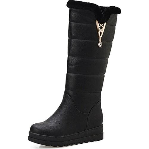 Long Snow Boots For Women Woman Shoes Winter Warm Ladies Wedges Wool Platform Slip On 2019 New Design Free Shipping