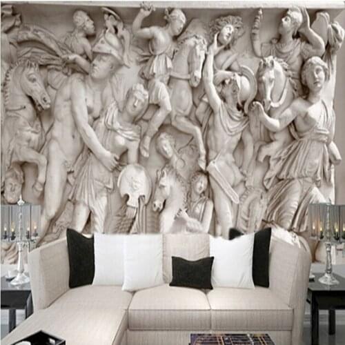 European Style Retro Figue Statue Wallpaper 3D Embossed Figure Photo Wall Murals Living Room Study Background Wall Painting 3 D