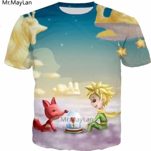 French Le Petit Prince n Wolf Rose 3D Print T shirt Men/Women Streetwear Tshirts Girls Casual Tee Tshirt Mens Hipster Clothes