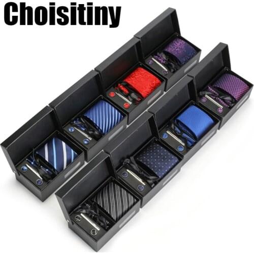 3.35 inch Wide Tie Man Tie Set Paisley Jacquard Wedding Arrow Men Tie, Handkerchief, Pin Cufflinks Gift Box For Man Business