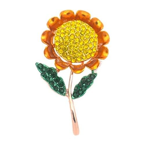 HOSENG New Fashion Sunflower For Women Party Jewelry Vintage Gold Wedding Brooch Pin HS_623