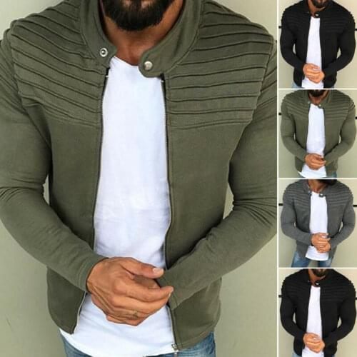 Fashion Men Spring Autumn Jacket Winter Casual Slim Jacket Warm Baseball Coat Outwear Solid Zipper Outfits