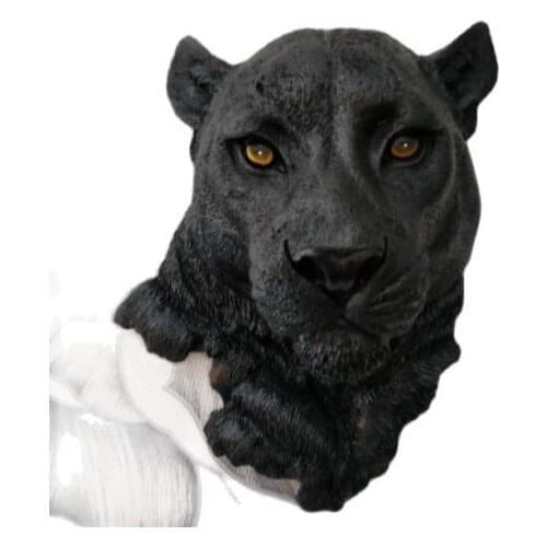 Lion, tiger, bear, Wolf, leopard head sculpture statue wall mural animal simulation resin Langtou room decor model decoration