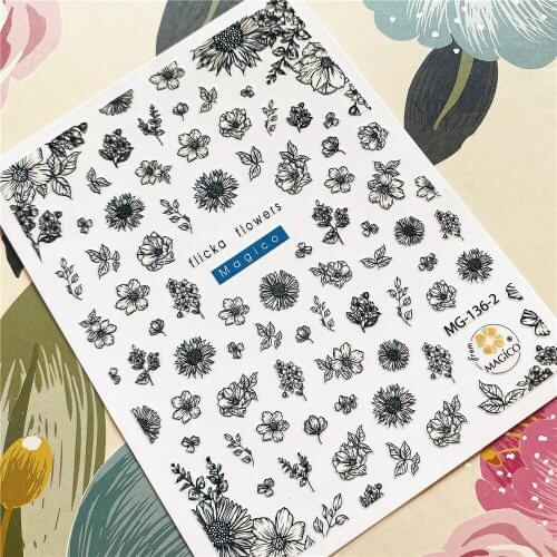MG-136-2 Sketch sun flower 3D Back glue Nail decal Nail sticker Nail decoration Nail art Nail tool Nail ornament