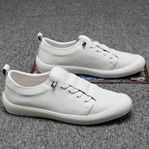 Mens leather Casual shoes Fashion loafers lazy driving Shoes Flats Zapatillas Hombre Moccasins Sneakers white Shoes A21-64Z