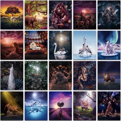 Diamond Painting Kit Paint Animals Horse Cat Tiger Zebra Peacock Lion Elephant Full Square&Round embroidery mosaic Cross stitch